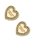 Fashion Gold Letter Heart-shaped Diamond Stud Earrings