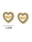 Fashion Gold Letter Heart-shaped Diamond Stud Earrings