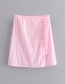 Fashion Pink Plaid Ruffled Design Skirt