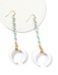 Fashion White Alloy Resin Beads Crescent Earrings