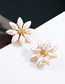 Fashion Flowers Pearl Flower  Silver Needle Stud Earrings