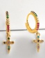 Fashion Golden Strip Cross-studded Earrings