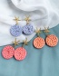 Fashion Red Alloy Woven Wooden Shell Round Earrings