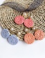 Fashion Red Alloy Woven Wooden Flower Round Earrings