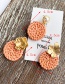Fashion Orange Alloy Woven Wooden Pearl Round Earrings