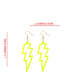 Fashion Fluorescent Yellow Alloy Resin Lightning Earrings