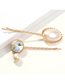 Fashion Irregular Rectangular Three-piece Set Alloy Diamond Pearl Hair Clip Set