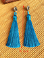 Fashion Blue Alloy Studded Tassel Earrings
