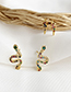 Fashion Gold Copper Inlaid Zircon Snake Earrings