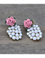 Fashion Flower Pink Pineapple Tassel Beads Earrings