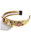 Fashion Gold Ceramic Flower Crystal Gemstone Pearl Flower Headband