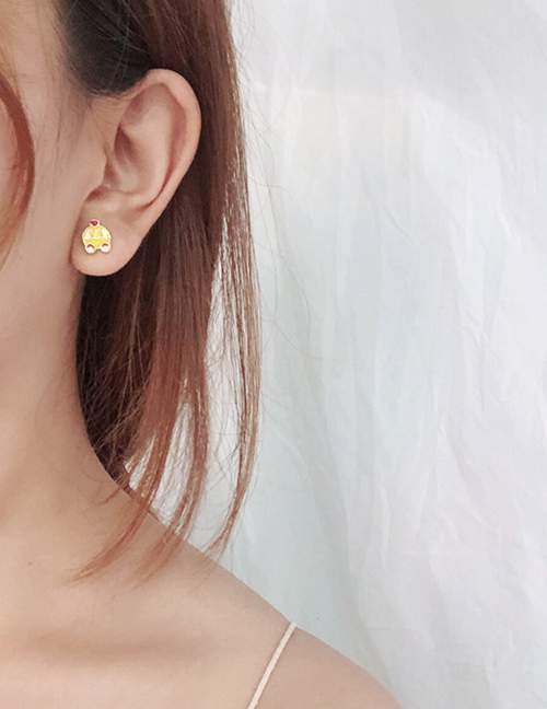 Fashion Yellow Cartoon Stars Moon Asymmetric Drop Glaze Earrings