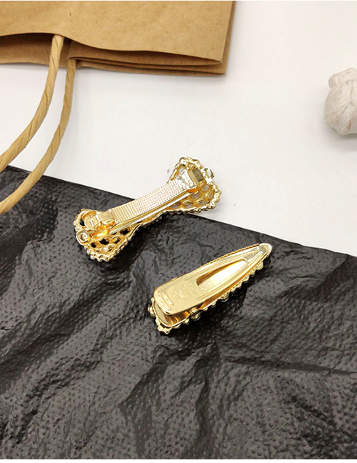 Fashion Gold Pearl Bow Earrings Openwork Hair Clip Set