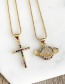 Fashion Gold Copper Inlay Zircon Cross Necklace
