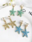 Green Alloy Conch Starfish Stud Earrings