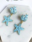 Blue Alloy Shell Starfish Earrings