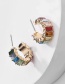 Fashion Color Alloy Geometry T Drill Crystal Gem C Stud Earrings
