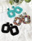 Fashion Khaki Felt Cloth Rice Beads Square Earrings