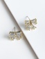Fashion Gold Copper Inlaid Zircon Bow Earrings