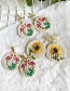 Fashion Flower White Alloy Wood Braided Shell Round Stud Earrings