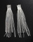 Fashion Gold + White Diamond Rhinestone Bead Chain Double Tassel Earrings