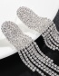 Fashion Gold + White Diamond Fringed Stud Earrings