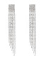 Fashion Silver + White Diamond Multi-row Color Diamond Tassel Earrings