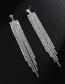 Fashion Gold + White Diamond Claw Chain Fringed Diamond Earrings