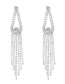 Fashion Silver + White Diamond Studded Tassel Earrings