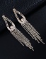 Fashion Silver + White Diamond Studded Tassel Earrings