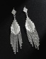 Fashion Silver + Color Diamond Fringed Full Diamond Earrings