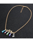 Fashion Color Fringed Glass Alloy Leaf Necklace