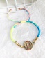 Fashion Color R Copper Inlaid Zircon Braided String Beaded Letter Bracelet