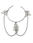 Fashion Silver Geometric Leaves Tassel Chain Open Arm Bracelet
