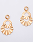 Fashion Gold Hollow Square Bump Pleat Round Stitching Stud Earrings