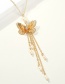 Fashion Gold Alloy Natural Pearl Butterfly Tassel Necklace