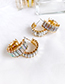 Fashion Ab Color Alloy Diamond Wide Round Earrings