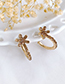 Fashion Champagne Alloy Diamond Round Flower Earrings