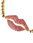 Fashion Red Plated Gold Lip-set Diamond Ball Bracelet