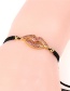 Fashion Black Plated Gold Lip Studded Draw Bracelet