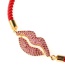 Fashion Big Red Plated Gold Lip Studded Draw Bracelet