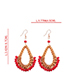 Fashion Big Red Alloy Rattan Resin Beads Earrings