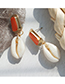 Fashion Orange Seashell Alloy Shell Conch Earrings