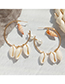 Fashion Golden Three Shells Alloy Shell Circle Earrings