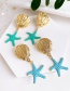 Fashion Blue Alloy Shell Starfish Earrings