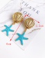 Fashion White Alloy Shell Starfish Earrings
