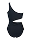 Fashion Black One-shoulder Zipper One-piece Swimsuit