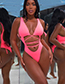 Fashion Pink Lace-up One-piece Swimsuit