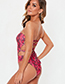 Fashion Rose Red Snake Skin One-piece Swimsuit