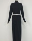 Fashion Black Round Neck Crop Top + Skirt Two-piece Suit